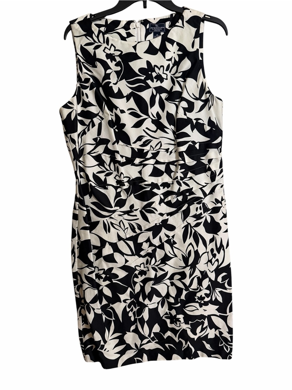Sleeveless Black & White Floral Sheath Dress